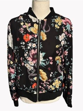 Bugs Beaded Floral Insects Boho Colleen Lopez Bomber Jacket Medium Ladybugs